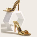 Gold Crocodile Stiletto Mules