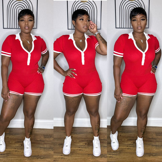 Get Together Ribbed Collar Romper