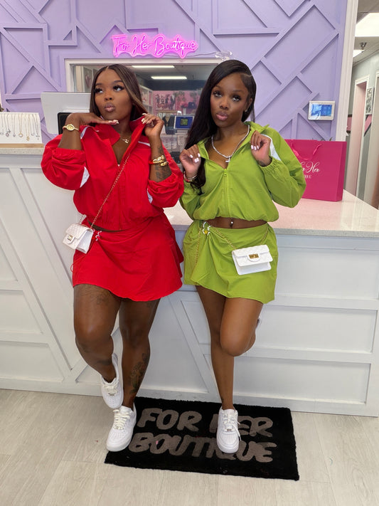 Windbreaker Skirt Set